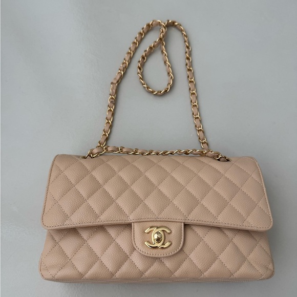 Chanel Caviar Quilted Medium Double Flap Beige - Picture 12 of 12